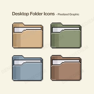 25 Desktop Folder Icons, Mac|pc Folder Icons , Pixelized Graphic Folder ...