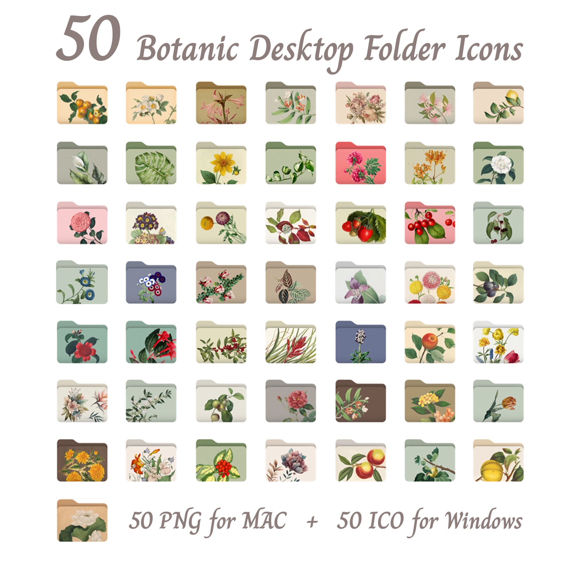 50 Desktop Folder Icons, Mac + Windows Folder Icons , Desktop Aesthetic ...