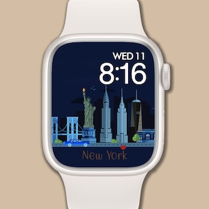 Apple Watch Wallpaper, Watch Face, New York, Illustration, Watch Background, Digital Watch Face, Instant download, Digital Art