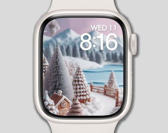 Apple Watch Wallpaper, Watch Face, Winter, Trees, Watch Background, Digital Watch Face, Digital Art, Digital Design