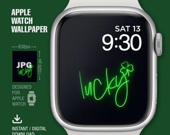Apple Watch Wallpaper, Saint Patrick's Day, Watch Face, Digital Art, Neon Color Theme, Smart Watch, Instant download, Watch Wallpaper