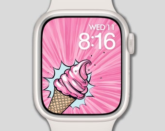 Digital Watch Face,  Watch Wallpaper, Watch Background, Instant download, Digital download, Pink Ice Cream