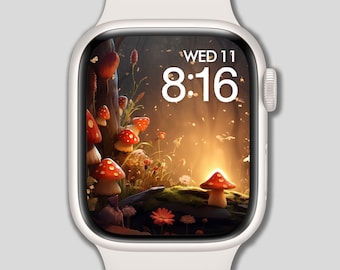 Apple Watch Wallpaper, Watch Face, Color Mushrooms , Watch Background, Digital Watch Face, Digital Art, Digital Design