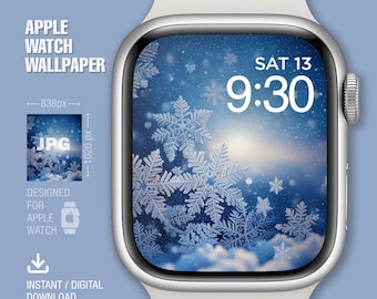 Sfondo Apple Watch, Quadrante dell'orologio, Natale, Fiocchi di neve, Sfondo dell'orologio, Quadrante digitale dell'orologio, Arte digitale, Design digitale, Tema invernale