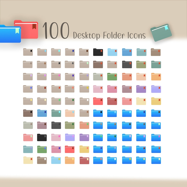 Digital 100 Desktop Folder Icons, Mac Folder Icons , Desktop Aesthetic ...