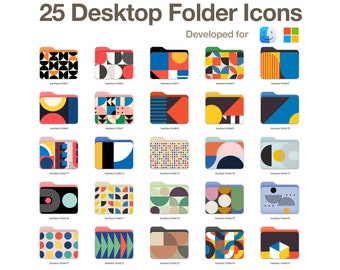 25 Desktop Folder Icons, Mac | PC Folder Icons , Desktop Aesthetic Folder Icon, Bauhaus Folder Icons, Digital Art, Digital Folder Icons