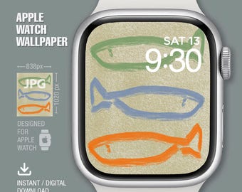 Digital Watch Wallpaper, Apple Watch Wallpaper, Three Fish, Watch Face, Watch Background, Instant download, Digital Watch Face