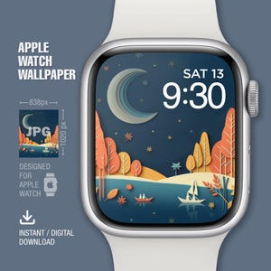 Sfondo Apple Watch, Quadrante, Sfondo autunnale, Villaggio autunnale, Sfondo dell'orologio, Quadrante digitale, Arte digitale