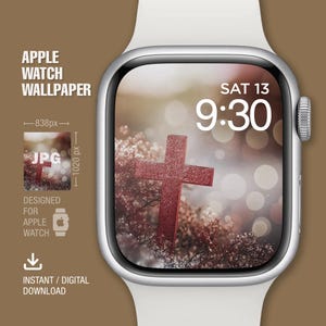 Christian Apple Watch, Sfondo per orologio, Download immediato, Quadrante per orologio con croce glitterata, Sfondo digitale, Arte digitale