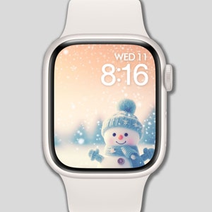Sfondo Apple Watch, Quadrante, Natale, Pupazzo di neve 3, Sfondo per Apple Watch, Quadrante digitale, Arte digitale, Design digitale