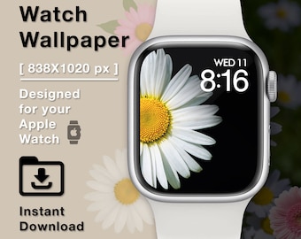 Apple Watch Wallpaper, Daisy, Watch Face, Photo, Flower, Watch Background, Digital Watch Face, Instant download, Digital Art