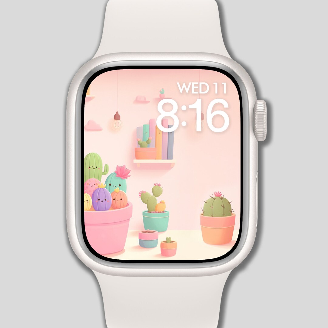 Apple Watch Wallpaper, Watch Face, Cute Cactus, Watch Background