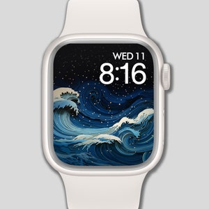 Quadrante digitale dell'orologio, Sfondo dell'orologio, Sfondo dell'orologio, Download istantaneo, Download digitale, The Starry Night Wave