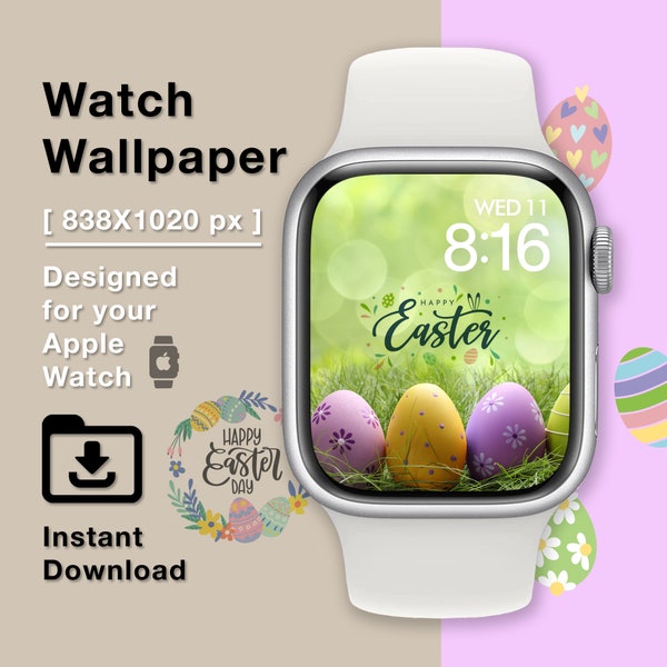 Apple Watch Wallpaper, Easter, Happy Easter, Watch Face, Digital Art, Digital Watch Face, Instant download, Easter Eggs, Digital Art