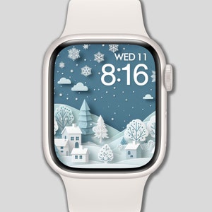Sfondo Apple Watch, Quadrante, Inverno, Fiocchi di neve, Sfondo dell'orologio, Quadrante digitale, Arte digitale, Design digitale
