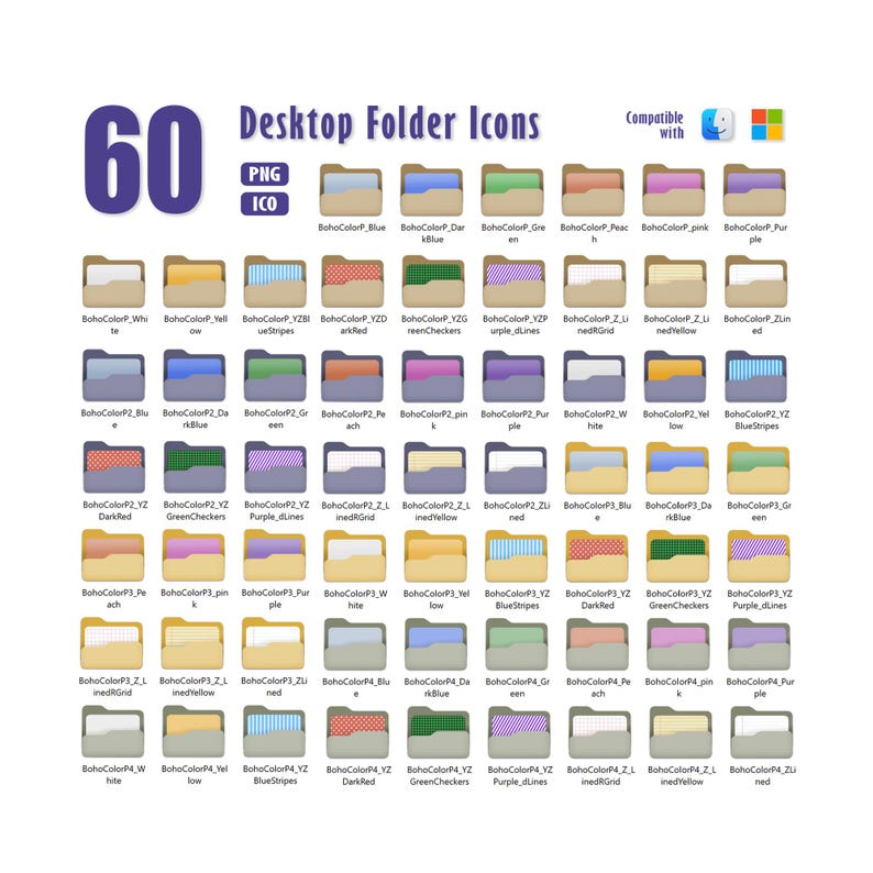 60 Desktop Folder Icons, Mac | PC Folder Icons , Desktop Aesthetic ...