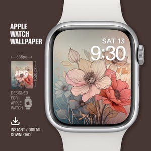 Sfondo Apple Watch, Quadrante, Fiori pastello boho, Sfondo per orologio, Quadrante digitale, Arte digitale, Design digitale