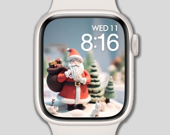 Sfondo Apple Watch, Quadrante, Natale, Babbo Natale, Sfondo orologio, Quadrante digitale, Arte digitale, Design digitale