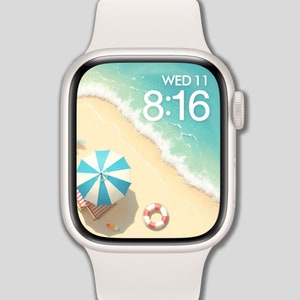 Sfondo Apple Watch, Quadrante dell'orologio, Spiaggia estiva, Sfondo dell'orologio, Quadrante digitale dell'orologio, Download immediato, Arte digitale