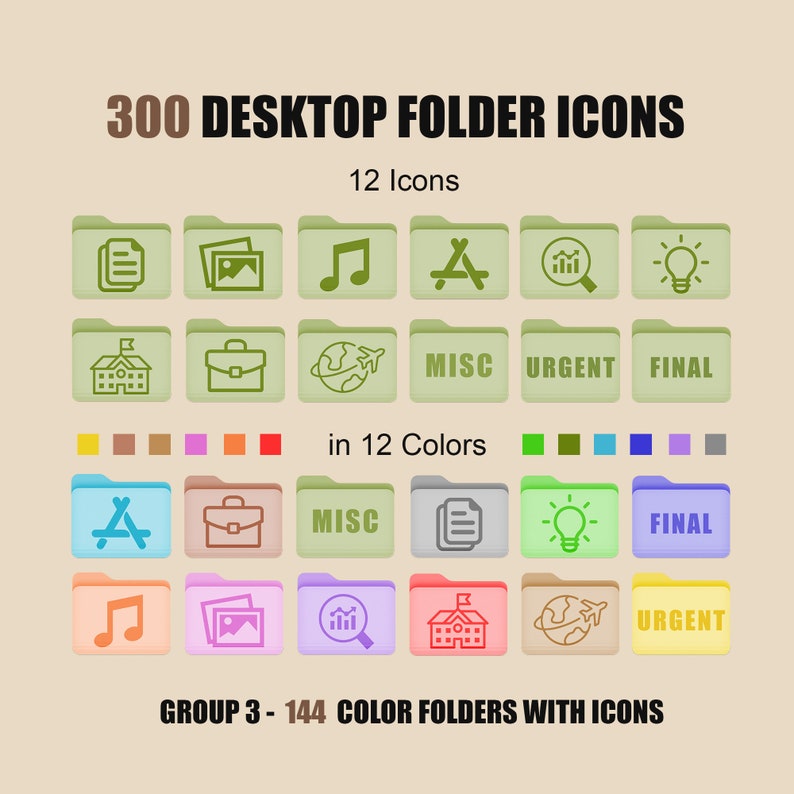 300 Bundle Desktop Folder Icons,macbook Folder Icons , Desktop ...