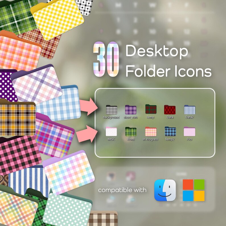 30 Desktop Folder Icons, Mac + Windows Folder Icons , Desktop Aesthetic ...