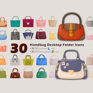 Digital 30 Desktop Ordner Icons, Mac | PC Ordner Icons, Desktop Ordner Icon, Multi Color Icons, Handtasche Ordner Icons, Digital Art