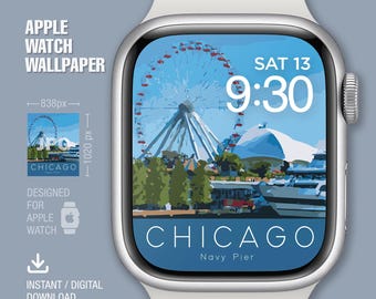 Apple Watch Wallpaper, Watch Face, Travel, Chicago , Watch Background, Digital Watch Face, Instant download, Digital Art