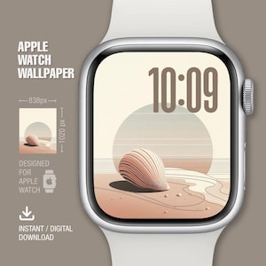 Sfondo orologio digitale, sfondo Apple Watch, spiaggia Boho, quadrante orologio, sfondo orologio, download immediato, quadrante orologio, arte digitale