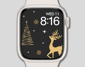 Sfondo Apple Watch, Quadrante, Natale, Renne, Sfondo dell'orologio, Quadrante digitale, Arte digitale, Design digitale