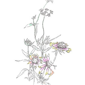 Wilde bloemenprint, kinderkamerschilderij, aquarelhandtekening, Valentijnsdag Moederdag