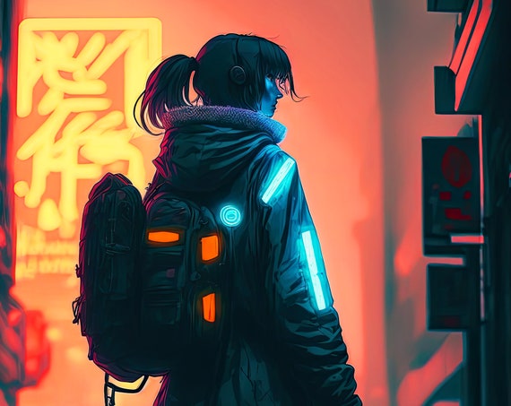 AI Art: 2D Girl in cyberpunk reality by @JkWW 💜🐖