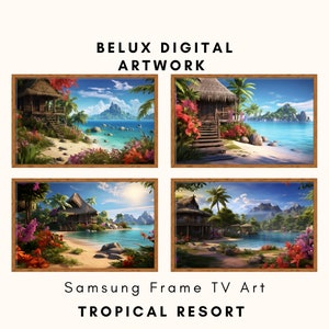 Samsung Frame TV Art, tropical resort frame tv art, beach tv art, samsung art tv, digital download for samsung frame