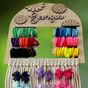 Personalized Macrame Bow Holder: Nursery Hair Accessory Organizer