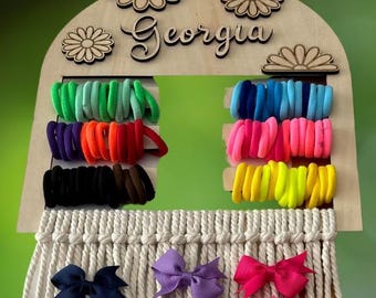 Bow Holder, Nursery Decor, Macrame Bow Holder, Personalized Hair Bow Organizer, Hair Accessories, Holder for Headbands and Bows
