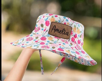 Leather Patch Bucket Hat, Leather Patch Sun Hat, Babies Sun Hat, Babies Bucket Hat, Bucket Hat For Babies, Toddler Bucket Hat, Kid Sun Hat