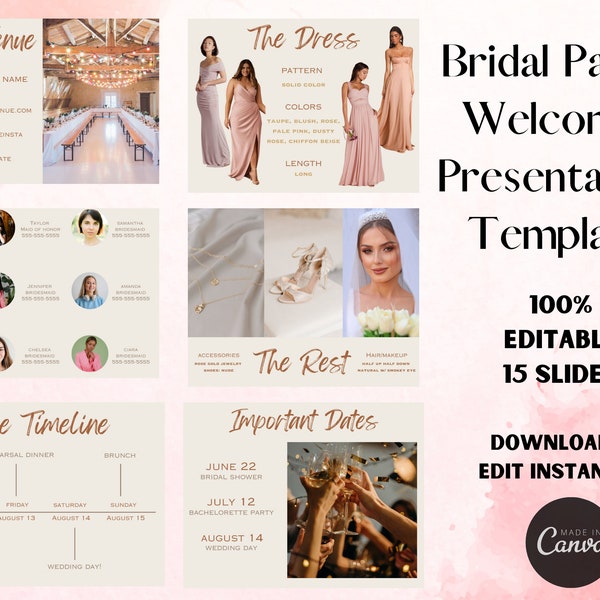 Wedding Detail Card, Bridesmaid Info, Bridesmaid Template, Wedding Day Timeline, Bridesmaid Guide, Wedding Party Guide