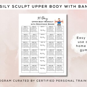 30 Day Upper Body Workout With Resistance Bands Printable + Interactive ...