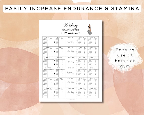 30 Day Stairmaster HIIT Workout Plan Printable Interactive PDF Digital Gym Guide Easy to Follow Beginner Friendly Cardio A4 Letter Etsy Australia