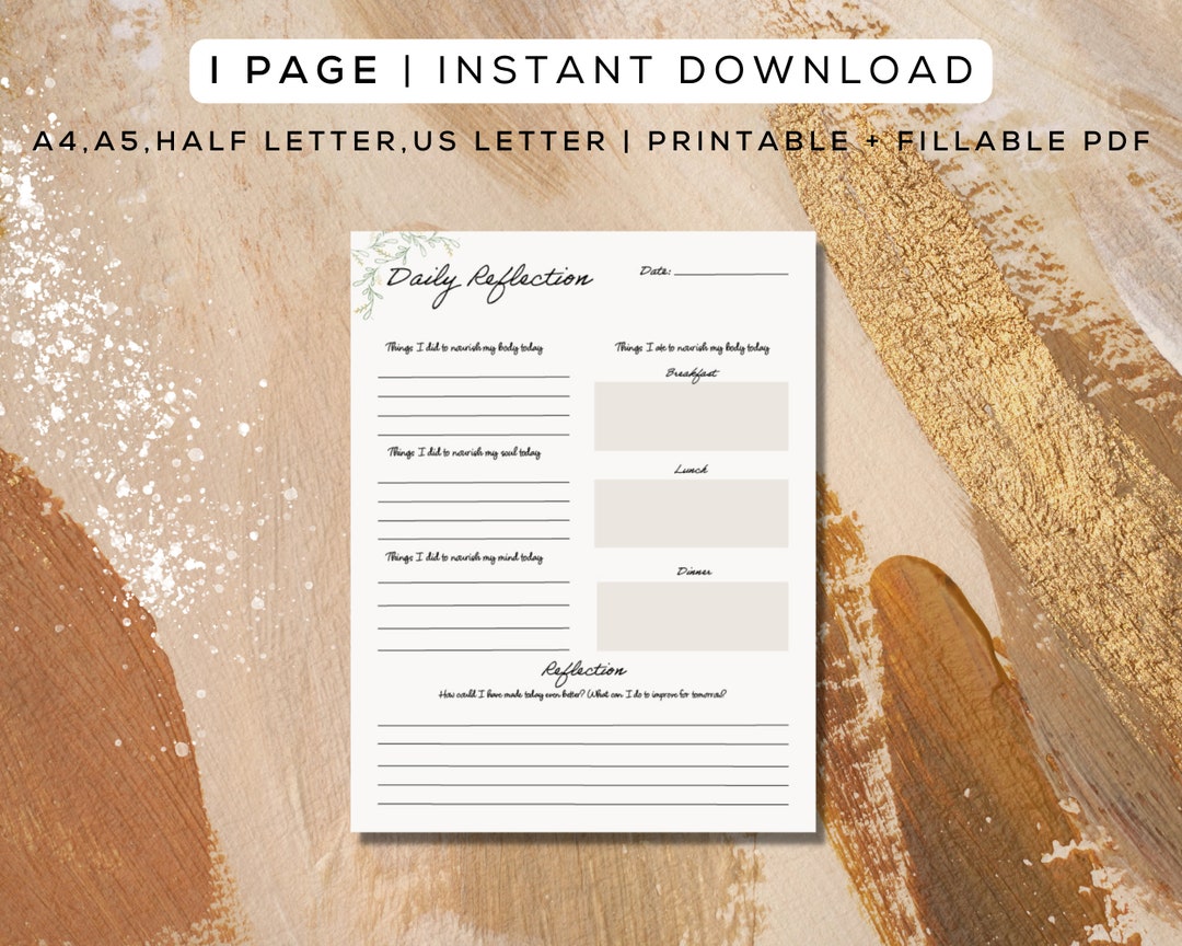 Daily Reflection Printable Fillable PDF Track and Reflect on ...