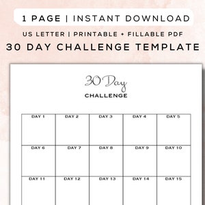 30 Day Challenge Printable Fillable PDF Easy to Use Template for ...