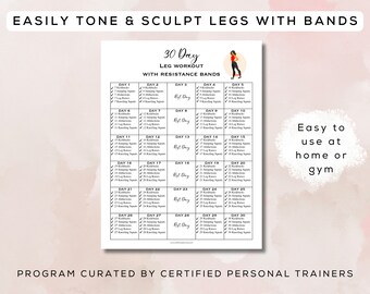30 Day Leg Workout With Resistance Bands Printable Fillable PDF