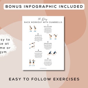 30 Day Back Workout Plan With Dumbbells Printable + Interactive PDF ...