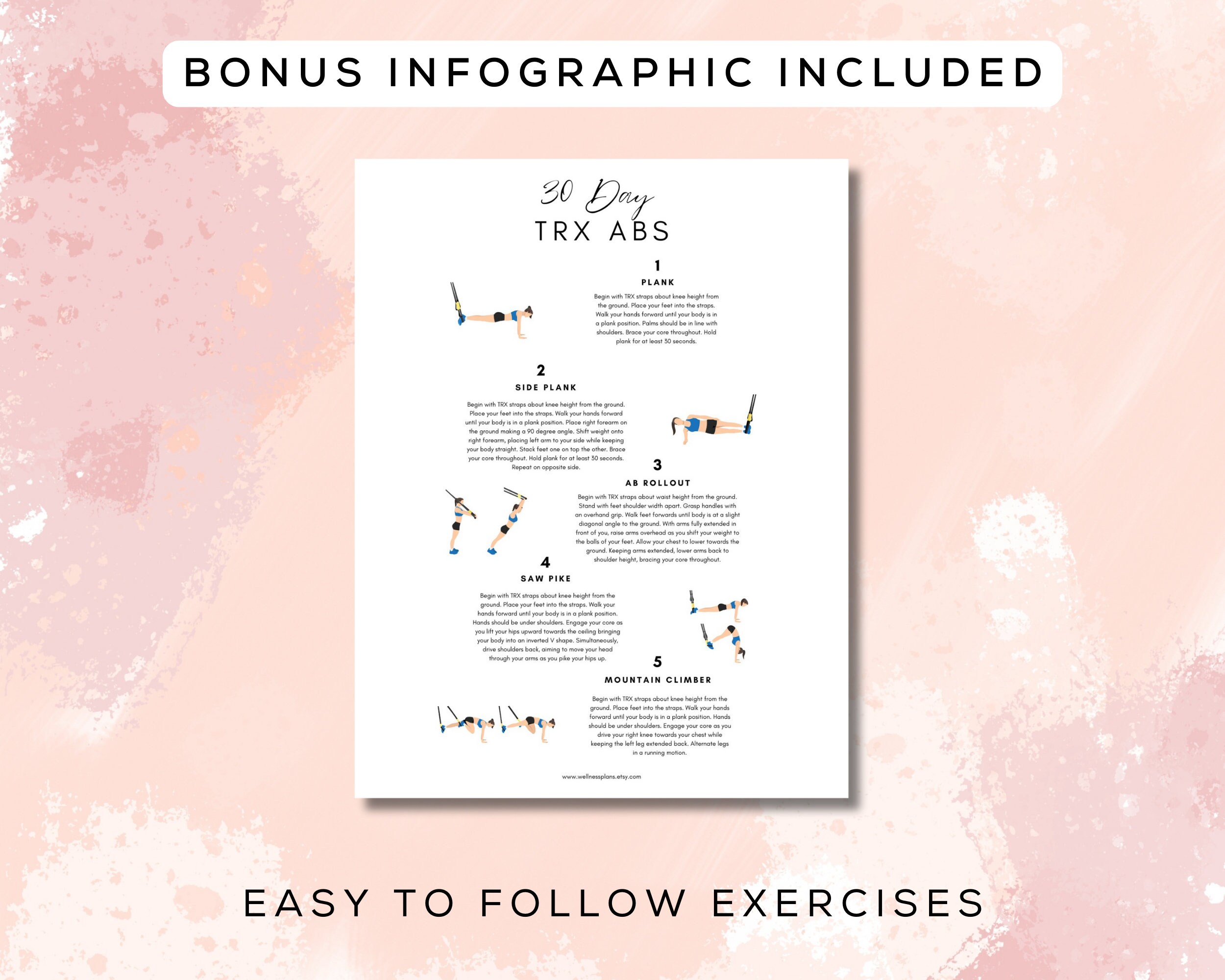 30 Day TRX Ab Workout Plan Printable, Interactive PDF + Digital Gym ...