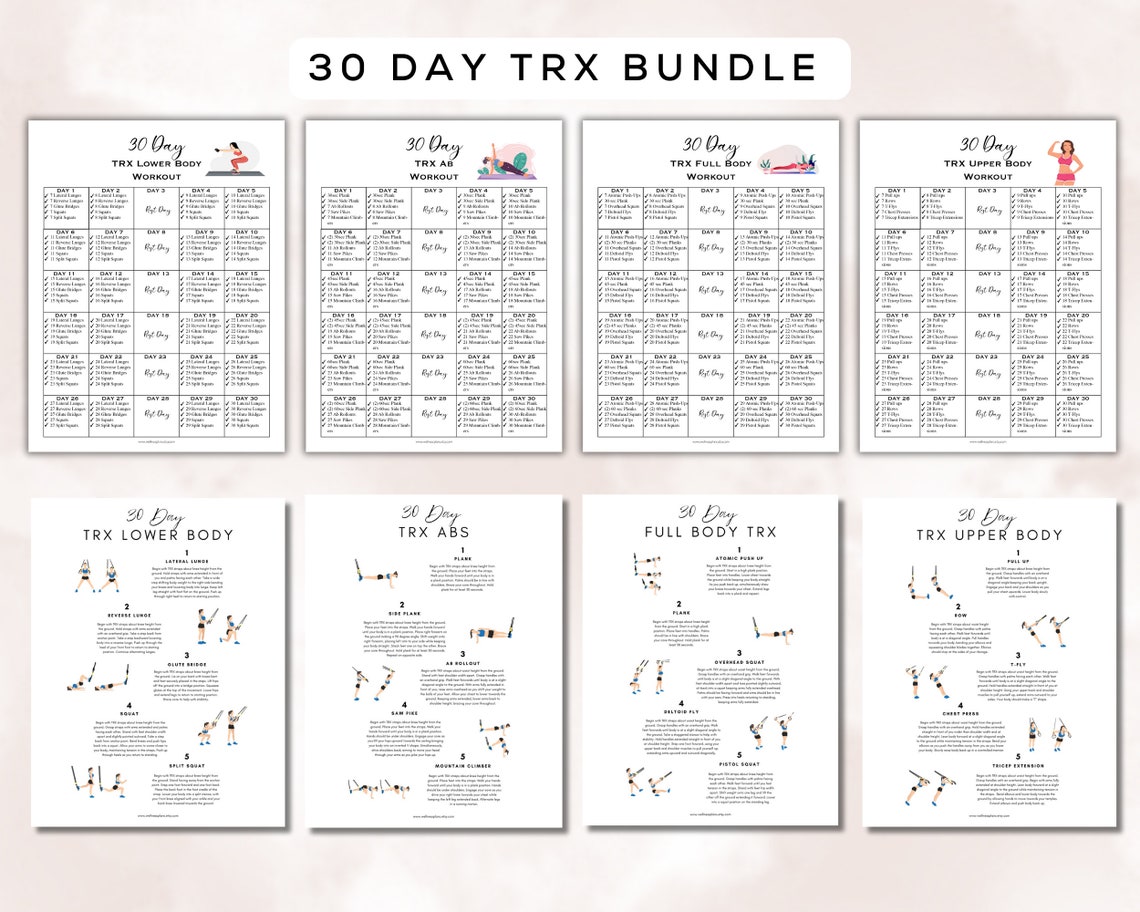 30 Day MEGA Workout Bundle Printable + Interactive Pdfs | 5 Bundles, 19 ...