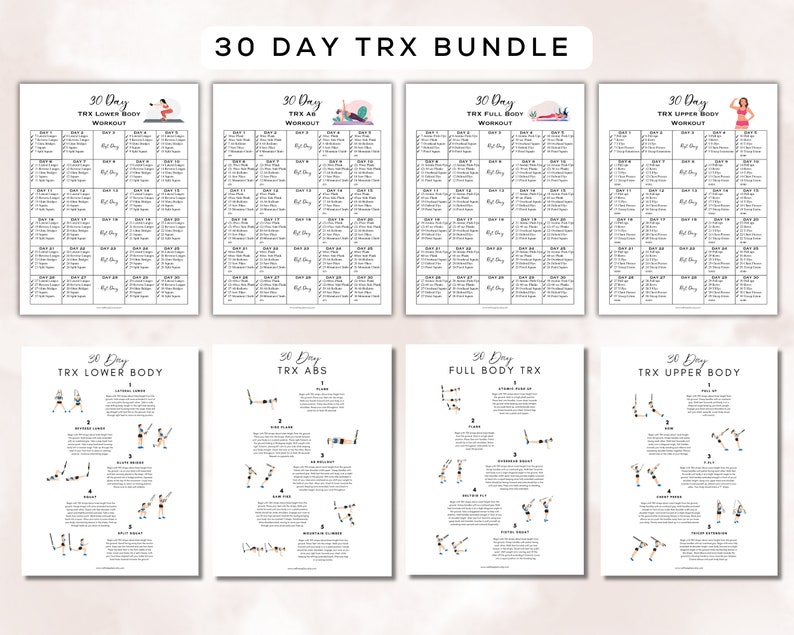 30 Day MEGA Workout Bundle Printable + Interactive Pdfs | 5 Bundles, 19 ...