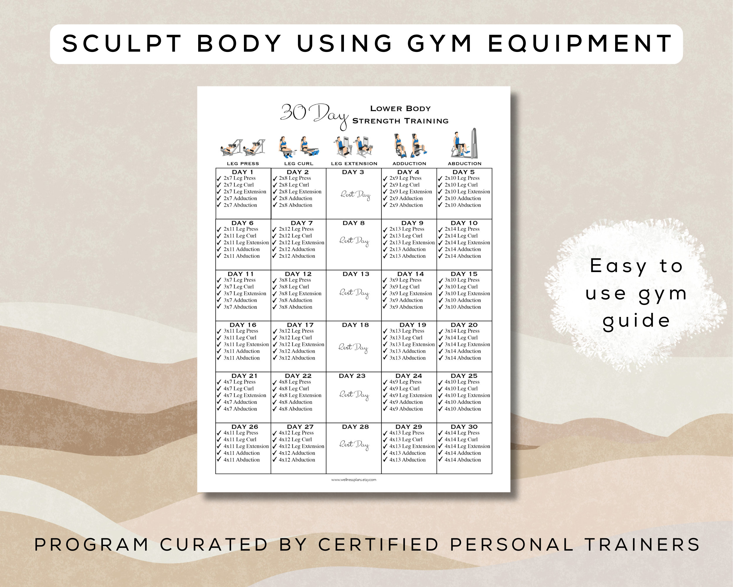 30 Day Lower Body Strength Training Workout Printable + Interactive PDF ...