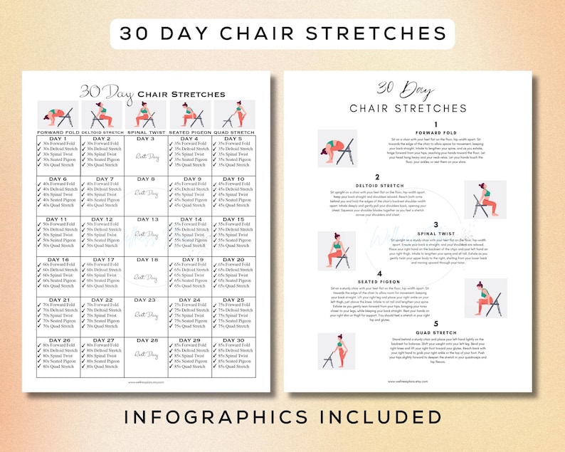30 dagen stoeltrainingbundel afdrukbaar + interactieve pdf's | Makkelijk te volgen, beginnersvriendelijke training, digitale sportschoolgids | A4 + US Letter afbeelding 6