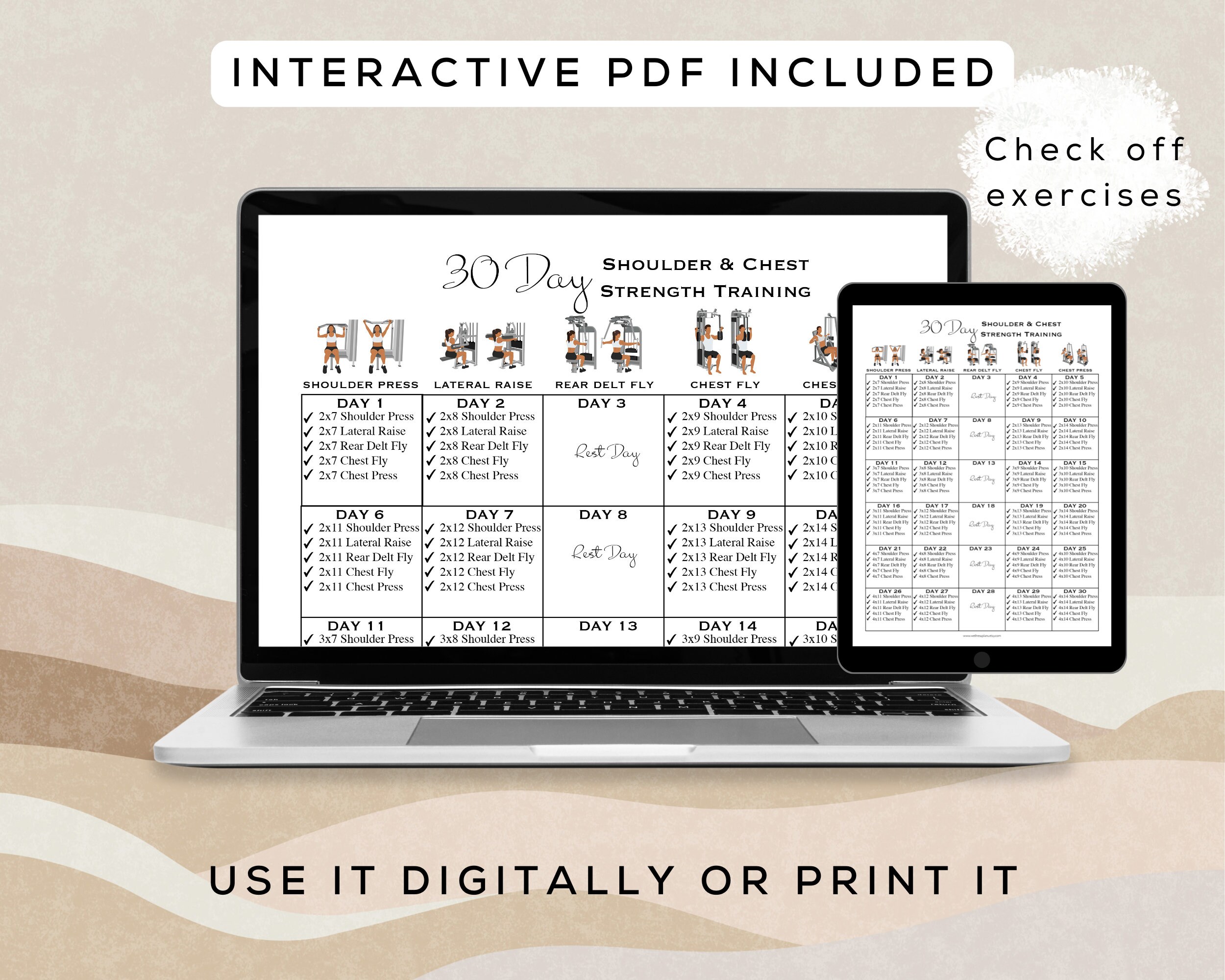 30 Day Shoulder & Chest Strength Training Workout Printable ...