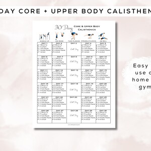 30 Day Calisthenics Workout Bundle | Printable + Interactive PDF, Easy ...