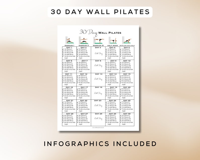 30 Day Wall Workout Bundle Printable + Interactive PDF | 6 Workout ...
